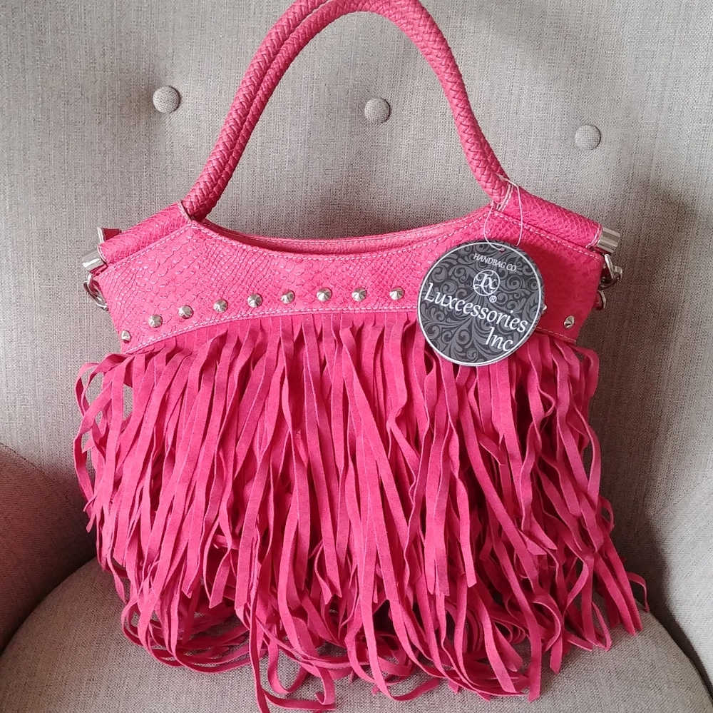 PINK FRINGE HANDBAG